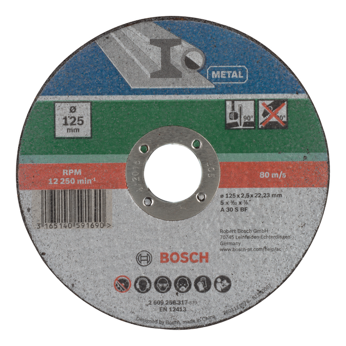 BOSCH Rezna ploča za metal, ravna - Rezna ploča,ravna Metal 125x2,5x22.23mm (2609256317)-SBT Alati Beograd