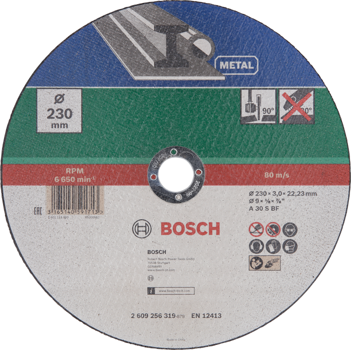 BOSCH Rezna ploča za metal, ravna - Rezna ploča,ravna Metal 230x3,0x22.23mm (2609256319)-SBT Alati Beograd