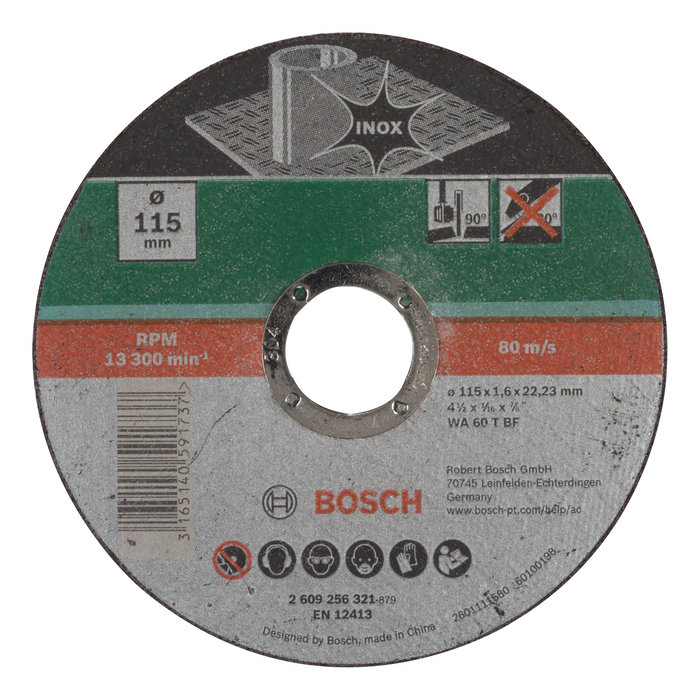 BOSCH Rezna ploča za inoks, ravna - Rezna ploča,ravna INOX 115mm Ø x 1,6mm (2609256321)-SBT Alati Beograd