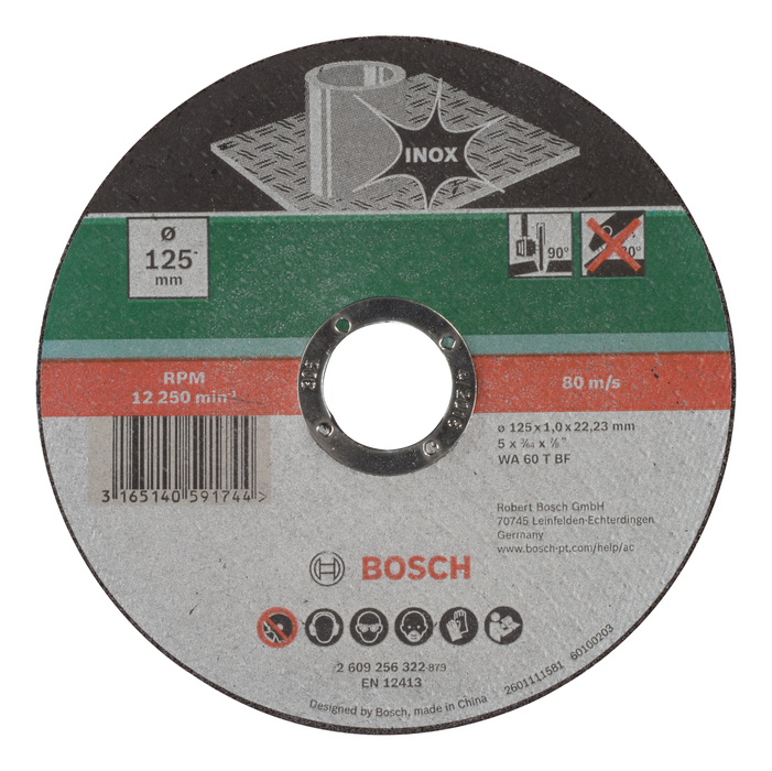 BOSCH Rezna ploča za inoks, ravna - Rezna ploča,ravna INOX 125x1,0mm (2609256322)-SBT Alati Beograd