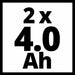EINHELL - Power-X-Change Twinpack 18V 2x4,0Ah Baterija, Komplet dve PXC baterije - (4511489)-SBT Alati Beograd