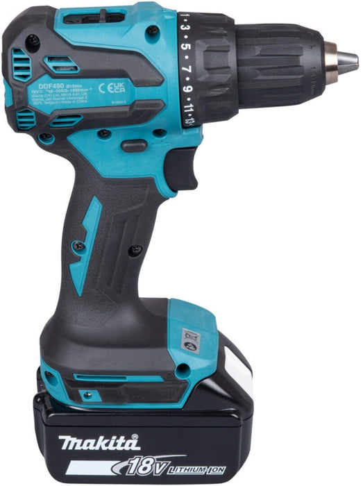 Akumulatorska bušilica - odvrtač Makita DDF490WVE; 2 x 2,0Ah 18V + kofer
