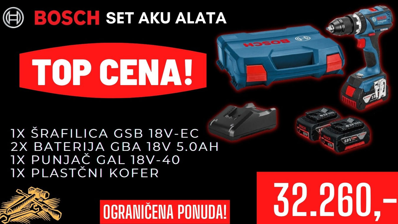 Set aku alata Bosch Professional GSB-18V EC i 2x GBA 18V 5.0 Ah SBT alati