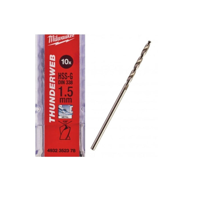 Milwaukee Set burgija za metal, HSS-G, 1,5 x 18/40 mm, Thunderweb, 10 kom, 4932352378