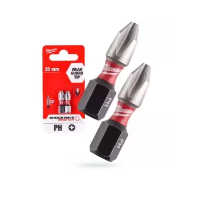 Milwaukee Krstasti bitovi PH ojačani - udarni PH1 x 25 mm, 2 kom, 4932430850