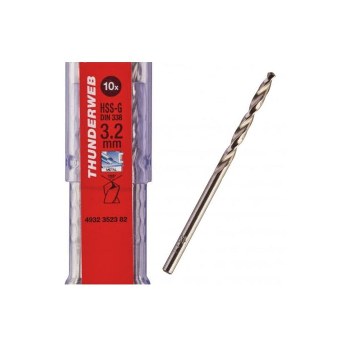 Milwaukee Set burgija za metal, HSS-G, 3,2 x 36/65 mm, Thunderweb, 10 kom, 4932352382