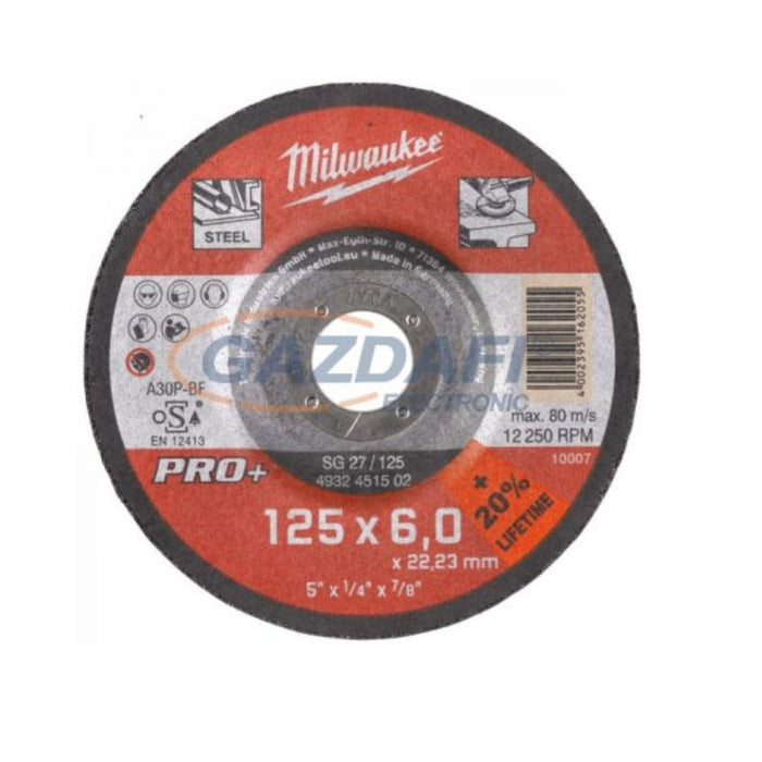 Milwaukee Disk za brušenje metala, 125 x 6 x 22,2 mm, Contractor, 4932451482
