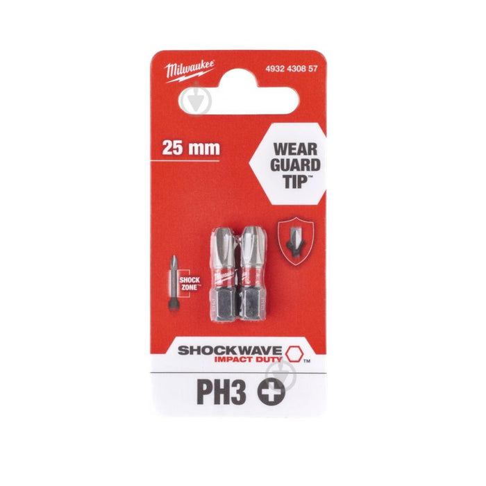 Milwaukee Udarni bitovi PH ojačani - PH3 x 25 mm, 2 kom, 4932430857