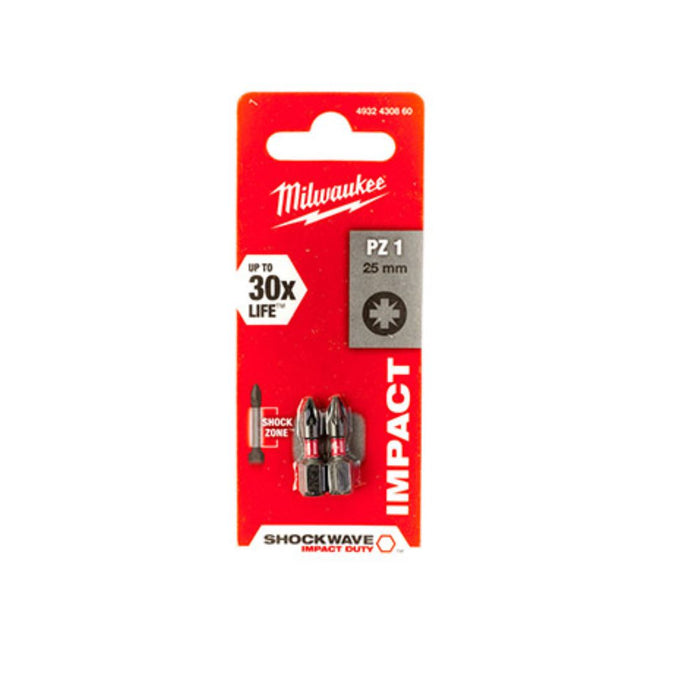 Milwaukee Udarni bitovi PZ ojačani - PZ1 x 25 mm, 2 kom, 4932430860