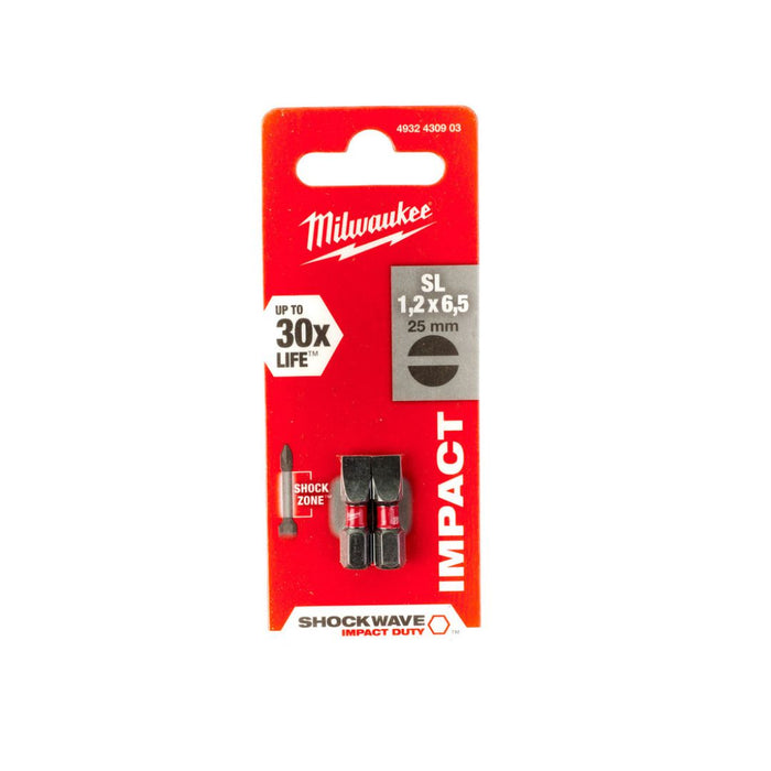 Milwaukee Udarni bitovi - špic, SL 1.2 x 6,5 x 25 mm, Shockwave, 2 kom, 4932430903
