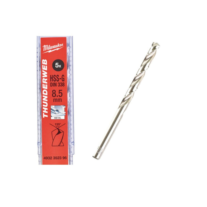 Milwaukee Set burgija za metal, HSS-G, 8,5 x 75/117 mm, Thunderweb, 5 kom, 4932352396