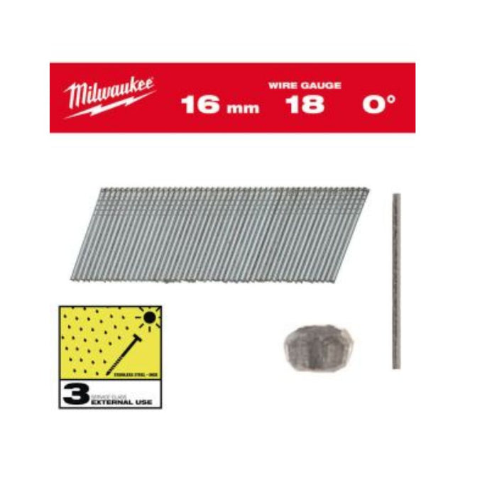 Milwaukee Inox ekseri 18G za M18 FN18GS, 1,05 x 1,25 x 16 mm, 10 000 kom, 4932492557