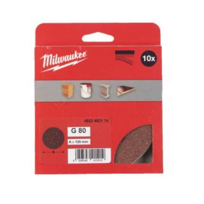 Milwaukee Okrugli brusni papir za ekscentričnu brusilicu, 125 mm, G 80, 10 kom, 4932492174