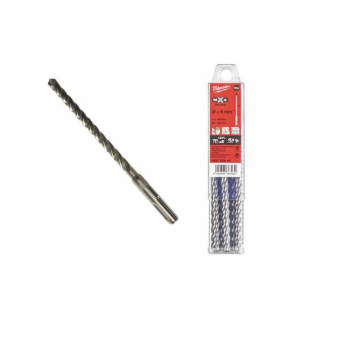 Milwaukee Set burgija za beton, 4 - rezna, SDS Plus MX4, 8 x 100/165, 10 kom, 4932352046