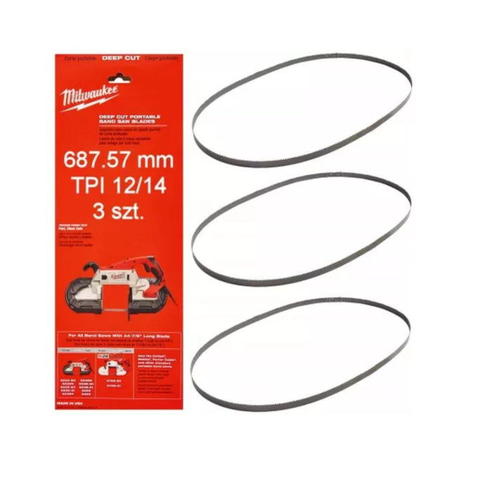 Milwaukee Sečivo za tračne testere, 686 mm, 12/14 TPI, 3 kom, 48390711