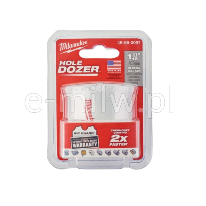 Milwaukee Kruna za otvore, bi-metalna, 43 mm, HOLE DOZER™, 49560097