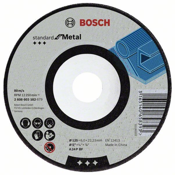 Bosch Brusna ploča ispupčena Standard for Metal A 24 P BF, 115 mm, 22,23 mm, 6,0 mm
