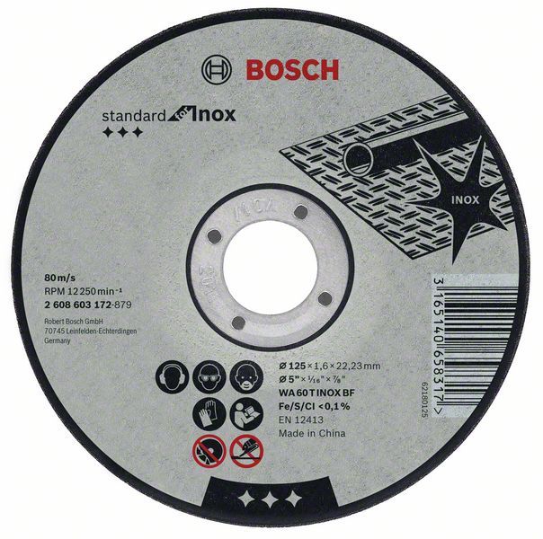 Bosch Rezna ploča ravna Standard for Inox WA 60 T BF, 115 mm, 22,23 mm, 1,6 mm, Ravni