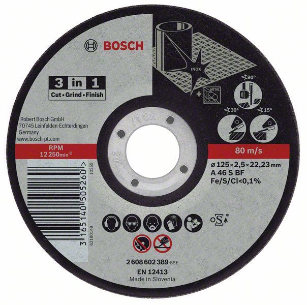 Bosch Rezna ploča 3 u 1 A 46 S BF, 115 mm, 2,5 mm, Kolenasti