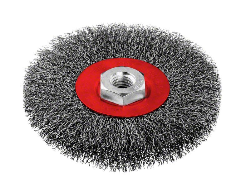 Bosch Pločasta četka 115 mm, 0,3 mm, M14, <b>Pločasta četka – talasasta žica</b>, <b>Optimalno prikladna za</b> uklanjanje boje kod popuštanja na varovima., <b>Prikladna za</b> lake do srednje radove čišćenja pri velikim perifernim brzinama na manjim meta