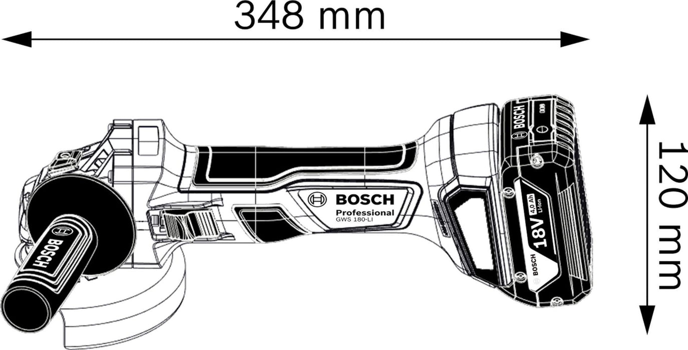 Akumulatorska ugaona brusilica Bosch GWS 180-Li Solo; bez baterije i punjača; 125mm (06019H9020) 