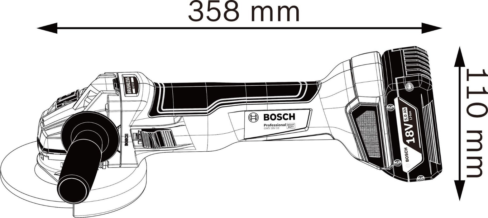 Akumulatorska ugaona brusilica Solo Bosch GWS 18V-10; 115mm; bez baterije i punjača (06019J4000)