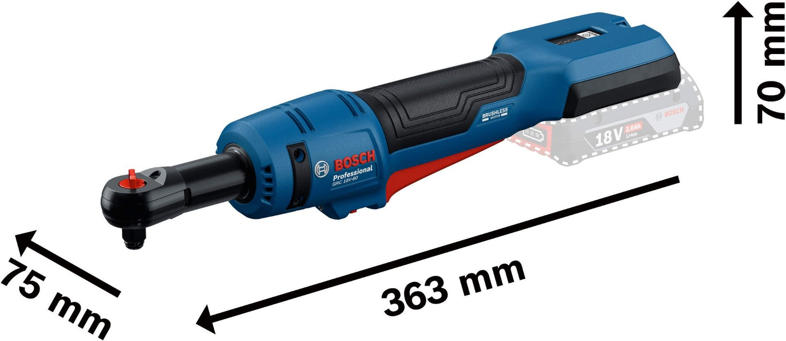Akumulatorski ključ sa čegrtaljkom Bosch GRC 18V-60 Solo bez baterije i punjača (06019N8000)-SBT Alati Beograd