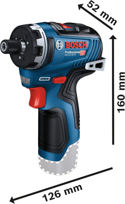 Akumulatorski odvrtač Bosch GSR 12V-35 HX Solo; bez baterije i punjača (06019J9103)