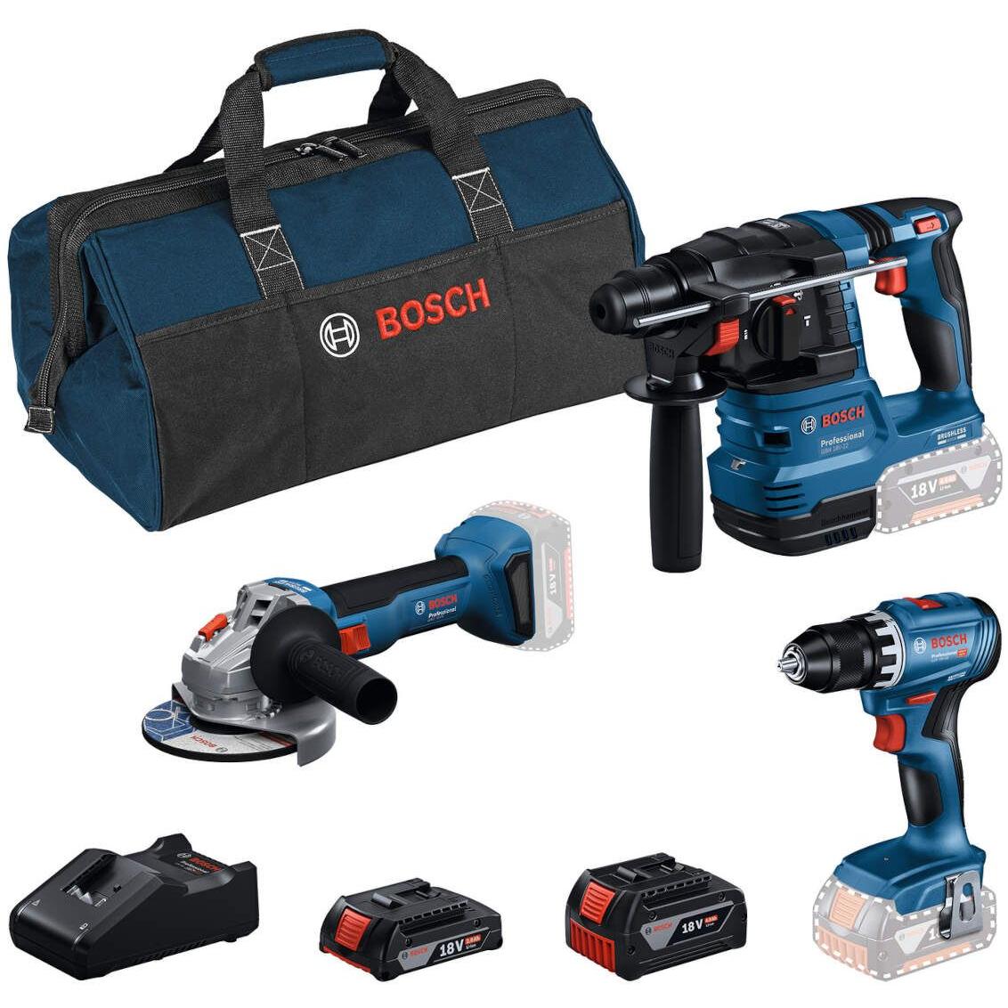 Akumulatorski set Bosch GSR 18V-45 + Bosch GWS 18V-8 + Bosch GBH 18V-22 18V 1x4.0 Ah + 1x2.0Ah (0615A50061)-SBT Alati Beograd