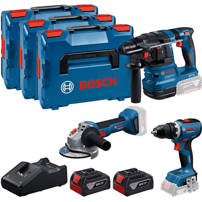 BOSCH Komplet od 3 alata od 18 V: GSR + GBH + GWS + 2x GBA 5.0 Ah + GAL 18V-40 - Combi komplet 18V GSR+GBH+GWS+2X5.0Ah+GA (0615A5009G)-SBT Alati Beograd
