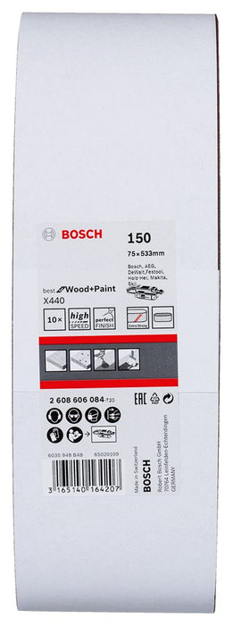 Bosch 10-delni set brusnih traka X440 75 x 533 mm granulacija 150 - pakovanje od 10 komada (2608606084)