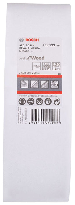 Bosch 10-delni set brusnih traka X440 75 x 533 mm granulacija 120 - pakovanje od 10 komada (2608607259)