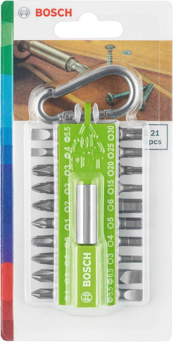 Bosch 21-delni set bitova odvrtača sa kopčom - zeleni (2607002823)