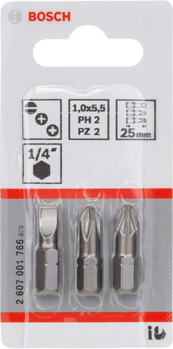 Bosch 3-delni paket bitova odvrtača ekstra tvrdi S 1,0x5,5; PH2; PZ2; 25mm (2607001766)