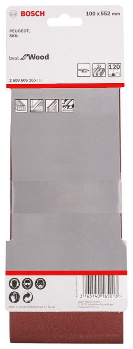 Bosch 3-delni set brusnih traka X440 100 x 552 mm granulacija 120 - pakovanje od 3 komada (2608606165)