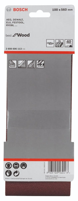 Bosch 3-delni set brusnih traka X440 100 x 560 mm granulacija 40 - pakovanje od 3 komada (2608606113)