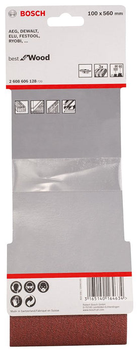 Bosch 3-delni set brusnih traka X440 100 x 560 mm granulacija 60; 80; 100 - pakovanje od 3 komada (2608606128)