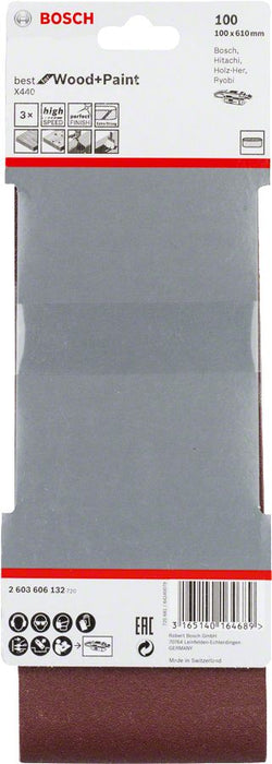 Bosch 3-delni set brusnih traka X440 100 x 610 mm granulacija 100 - pakovanje od 3 komada (2608606132)