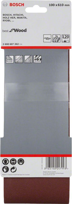 Bosch 3-delni set brusnih traka X440 100 x 610 mm granulacija 120 - pakovanje od 3 komada (2608607262)