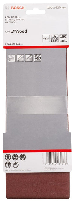Bosch 3-delni set brusnih traka X440 100 x 620 mm granulacija 150 - pakovanje od 3 komada (2608606145)