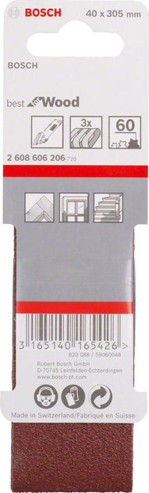 Bosch 3-delni set brusnih traka X440 40 x 305 mm granulacija 60 - pakovanje od 3 komada (2608606206)