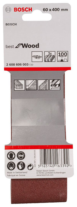 Bosch 3-delni set brusnih traka X440 60 x 400 mm granulacija 100 - pakovanje od 3 komada (2608606003)