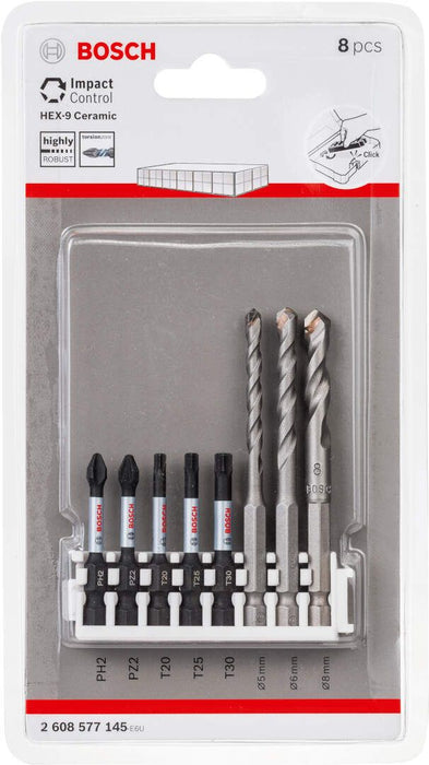 Bosch 9-delni set bitova dužine 50mm Hex-9 Ceramic 5,6,8mm; Impact Power PH2, PZ2, T20, T25, T30 (2608577145)