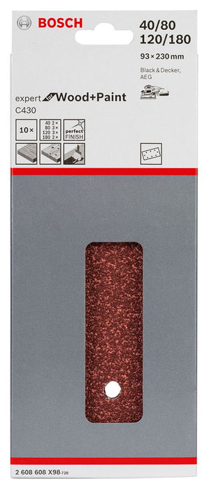 Bosch brusni list C430, 93 x 230mm - granulacija 40; 80; 120; 180; pakovanje od 10 komada (2608608X98)