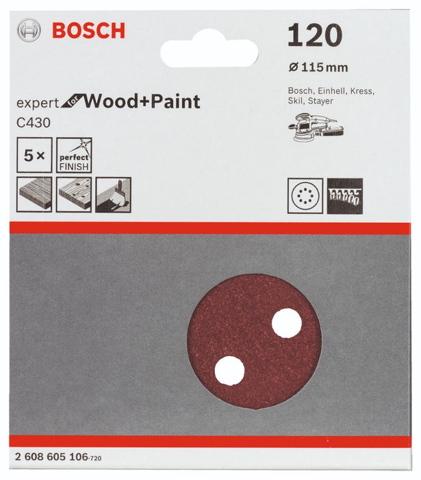 Bosch Brusni list C430, pakovanje od 5 komada 115 mm, 120 (2608605106)