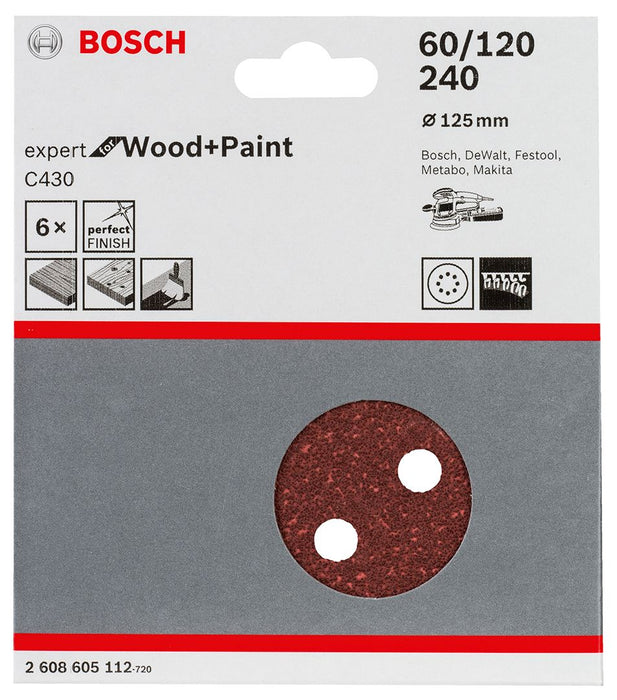 Bosch Brusni list C430, pakovanje od 6 komada 125 mm, 60; 120; 240 (2608605112)