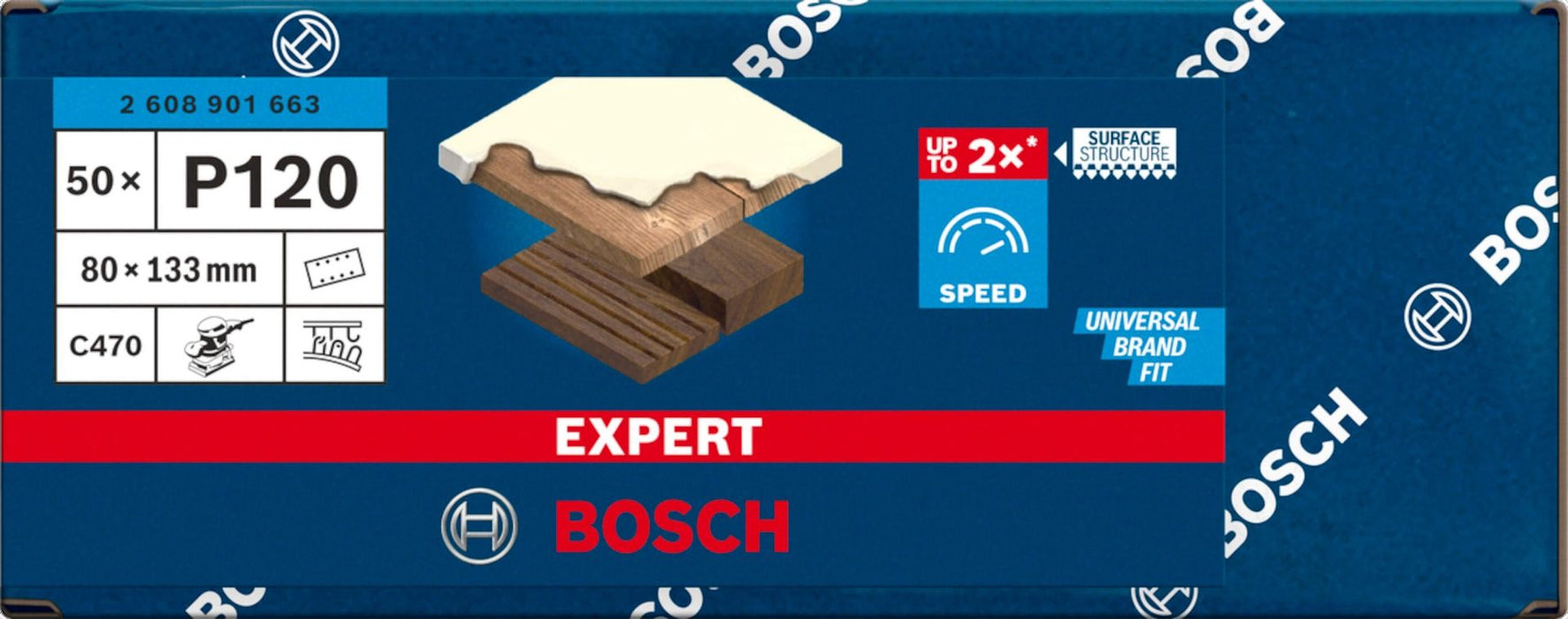 Bosch EXPERT list C470, 80 x 133mm granulacija 120; pakovanje od 50 komada (2608901663)