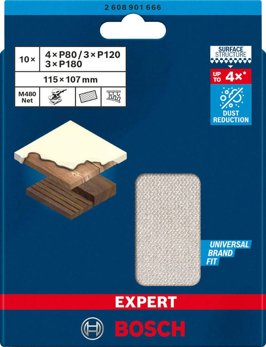 Bosch EXPERT M480 starter set brusnih listova za vibracionu brusilicu 115 x 107mm granulacija 80/120/180; pakovanje od 50 komada - 2608901666