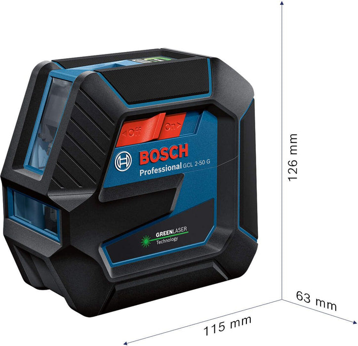 Bosch GCL 2-50 G + magnetni nosač sa štipaljkom + kofer; kombinovani samonivelišući laser za linije sa zelenim zrakom; 2 linije (0601066M02)