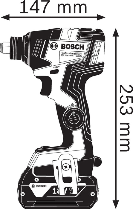 Bosch GDX 18V-200 C; 2 x 5,0 Ah; L-Boxx; akumulatorski udarni odvijač (06019G4201)